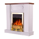 Camino Elettrico da Pavimento 101x100x30 cm Effetto Fiamma 2000W Asoli & Galileo gold Bianco/noce