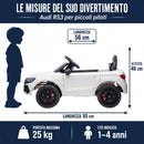 Macchina Elettrica per Bambini Licenza Audi RS 3 Sportback 12V Sedili in Pelle e Telecomando Bianco