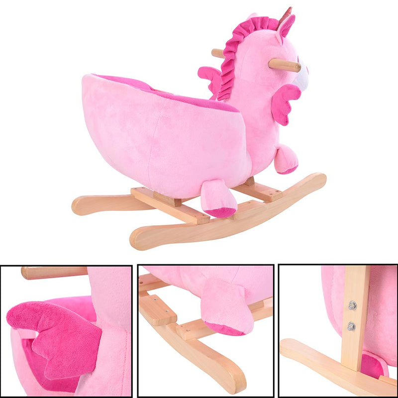 Unicorno a Dondolo Cavalcabile Peluche Cavallo Giocattolo Bambini con Suono