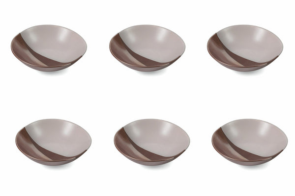 Set 6 tiefe Teller Ø19,5x5,5 cm aus Steingut Villa d'Este Home Tivoli Officina Weiß und Braun prezzo