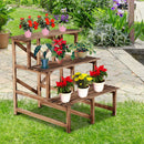 Scaletta Fioriera Portavasi da Giardino a 3 Ripiani in Legno di Abete 80x80x80 cm 