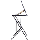 Scrivania da Ufficio Inclinabile Fino a 60° con Sponda in Metallo e Legno Nero 90x50x76-91 cm 