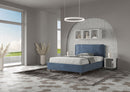 Letto Matrimoniale Francese Imbottito in Microfibra Antea Large Blu Varie Misure