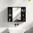 Armadietto con Specchio 60x14,5x49,4 cm con 3 Ripiani Laterali e Ripiano Regolabile Interno in MDF e Truciolato      