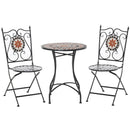 Set Tavolo e 2 Sedie Pieghevoli da Giardino  con Mosaico in Metallo Nero