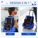 Trolley zaino 2 in 1 per piccoli animali domestici 36x30x49 cm  Blu