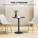 Tavolo da Pranzo Rotondo per 2 Persone Ø60x72 cm in Acciaio Nero  