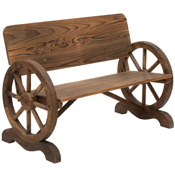 acquista Panca da Giardino 2 Posti con Schienale Alto 114x58x80 cm in Legno di Abete Marrone