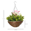 Set 2 Piante Artificiali Clematide Ø30x32 cm con Gancio e Vasi Fiori Bianco e Rosa