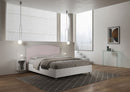 Letto Matrimoniale con Rete e Contenitore Alzata Comoda Struttura Bianco Frassico e Testata in Microfibra Antilia Glicine Varie Misure