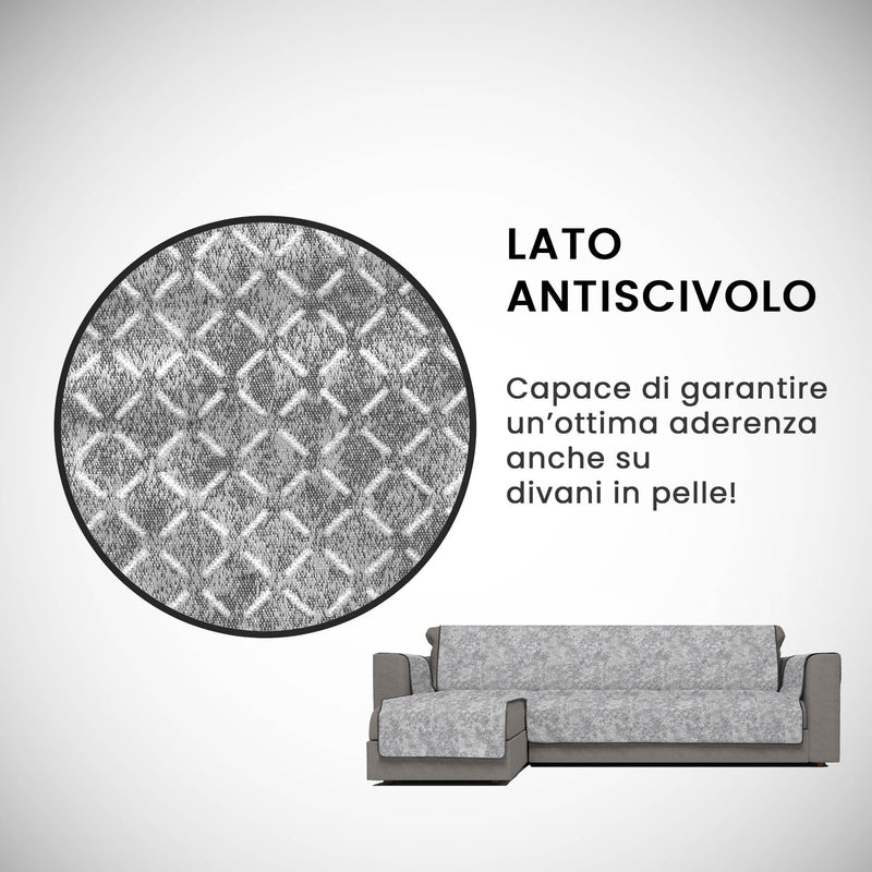 Copridivano con Penisola Sinistra in Poliestere e Cotone Grigio Scuro Varie Misure