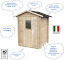 Casetta Box da Giardino per Attrezzi 146x146 cm con Porta Finestrata in Legno Naturale