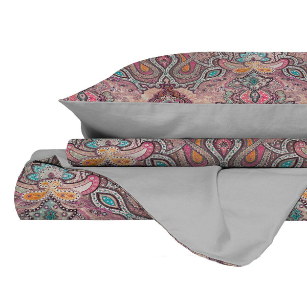 sconto Copripiumino Matrimoniale con Federe Stampato in Puro Cotone Amanza