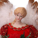 Puntale tessuto angelo con ghirlanda rosso cm Ø22xh30