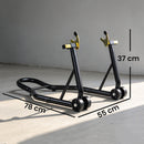 Cavalletto Posteriore per Moto 78x55x37 cm con Tappetino Antiscivolo e Adattatori Regolabili Capacità 200 kg in Acciaio e PP      