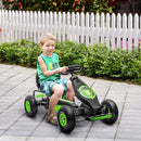Go Kart a Pedali per Bambini 5-12 Anni 121x58x61 cm in Metallo e PP Verde e Nero   