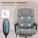 Sedia Operativa da Ufficio Massaggiante e Reclinabile 66x75x112-122 cm Grigio 