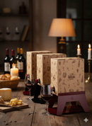 Supporto per Contenitore Vino con Vassoio in Ferro Alluminato Lisa Luxury Bacco Nero