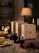 Supporto per Contenitore Vino con Vassoio in Ferro Alluminato Lisa Luxury Bacco Nero