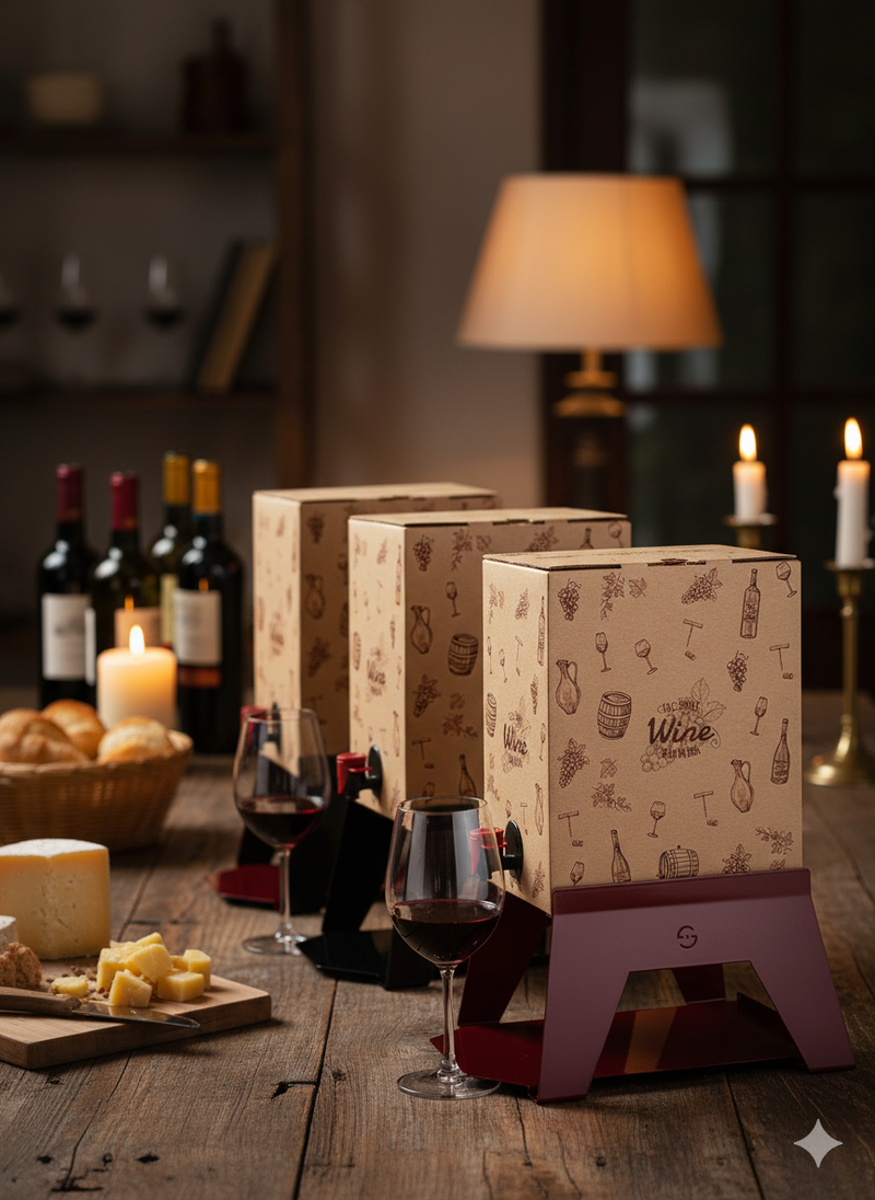 Supporto per Contenitore Vino con Vassoio in Ferro Alluminato Lisa Luxury Bacco Panna