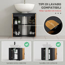 Mobile Sottolavabo da Bagno 60x30x60 cm per Piedistallo con Armadietto 2 Ante in MDF e Bambù Rovere      