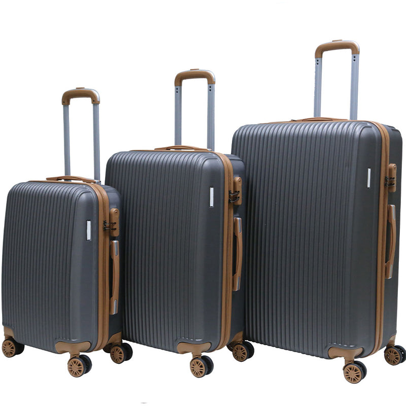 Set 3 Valigie Trolley Rigide da Viaggio Easy Roll Serratura con Codice in ABS Grigio  