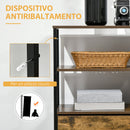 Cassettiera 4 Cassetti in Tessuto Pieghevole e 2 Ripiani 84x30x71,5 cm in Stile Industriale Marrone