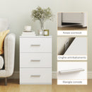 Comodino Moderno e Multiuso 40x35x60 cm con 3 Cassetti in MDF Bianco      