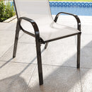 Set 2 Sedie da Giardino 54x71x93 cm Impilabili con Braccioli Curvi in Acciaio e Tessuto Traspirante Grigio Chiaro      