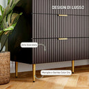 Cassettiera 6 Cassetti Moderna 120x40x76,5 cm con Maniglie Dorate in MDF e Truciolato Nero      