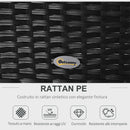 Set Salotto da Giardino Divano in Rattan Sintetico e Tavolino  Nero