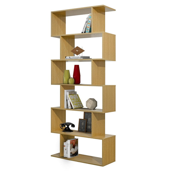 Libreria Moderna 6 Ripiani 80x192x25 cm in Legno Melaminico Rovere Chiaro