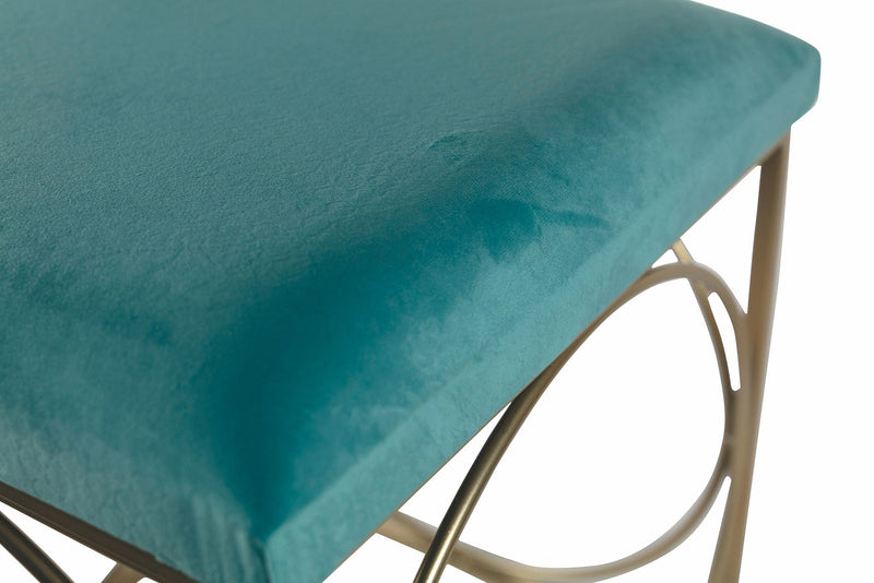 Sgabello Quadrato 40x40x46 cm in Ferro e Velluto Soriani Verde Tiffany