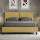 Letto Matrimoniale con Alzata Comoda Imbottito in Microfibra Sleeper Ocra Varie Misure