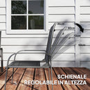Set da Giardino 4 Pezzi con Divano 2 Sedie e Tavolino Basso con Piano in Vetro Rivestimento in Textilene Nero     