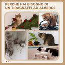 Albero Tiragraffi per Gatti 49x49x173 cm con 3 Posatoi 2 Casette e Giochi Appesi in Legno e Peluche Grigio Scuro      