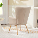 Poltrona per Salotto Moderna 71x74x97,5 cm con Schienale Alto in Tessuto Sherpa Beige  