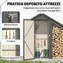 Portalegna da Esterno 150x66x162 cm con Armadietto Porta Attrezzi in Acciaio Zincato Grigio Scuro      