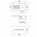 Lavello 86x50 cm reversibile 1 vasca gocciolatoio nero Samet