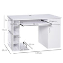 Scrivania da Ufficio Porta PC 120x60x74 cm con Mensole Ripiano Tastiera  Bianca