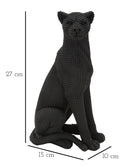 Statua Leopardo Seduto Nero 15x10x27 cm in Poliresina