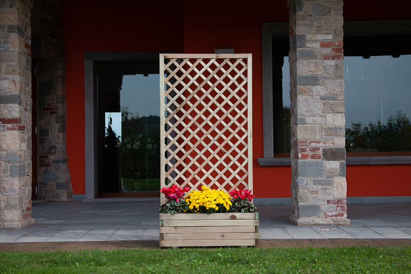 Fioriera da Giardino con Traliccio 120x44x180 cm in Legno