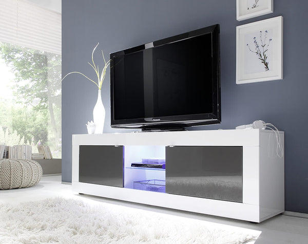 online TV-Schrank 2 Türen 1 Nische 181x43x56cm TFT Basic Glänzend Weiß Glänzend Anthrazit