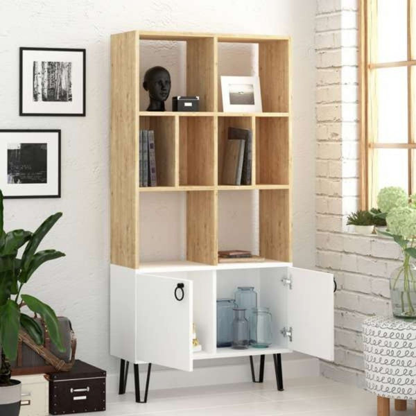 Libreria Bene 80x30x166 cm con ante rovere bianco sconto