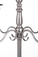 Candeliere con 5 Bracci 75 cm in Metallo Argento