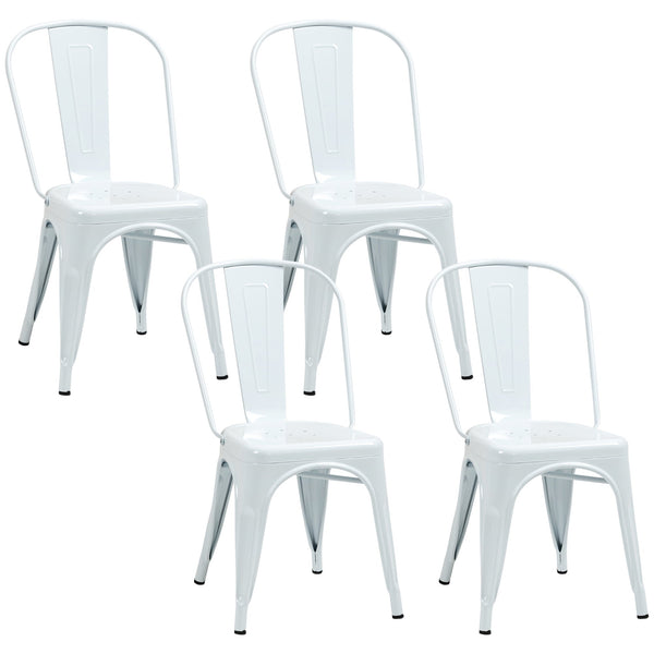 Set 4 Sedie da Cucina Impilabili 53x45x85 cm in Acciaio Bianco sconto