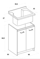 Mobile Lavatoio 60x50x85cm 2 Ante Asse in Termoplastico Montegrappa Marella Bianco