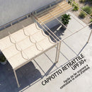 Pergola Addossata 3x3 m con Tetto Retrattile Scorrevole UV30+ e Fori di Drenaggio Beige      