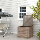 Baule da Esterno in Rattan PE e Acciaio con Fodera Interna 75x75x70 cm Nero e color Sabbia 