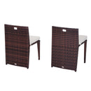 Set Tavolino e 2 Sedie da giardino in Rattan Sintetico e Ferro Marrone e Nero 